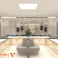 Thiết kế tiệm vàng Ngọc Bình sang trọng và hiện đại  